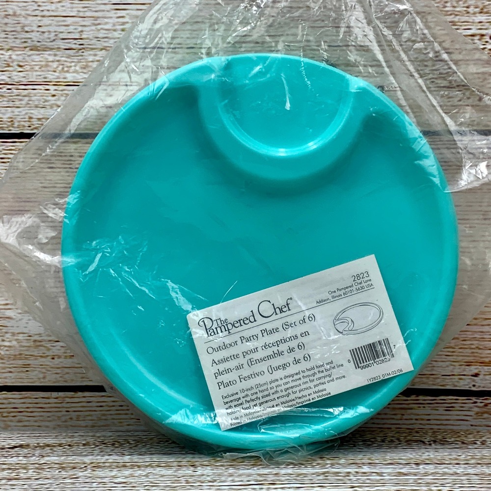 Pampered Chef Outdoor Party‎ Plates 2823 10" Set of 6 Picnic Plates NEW
